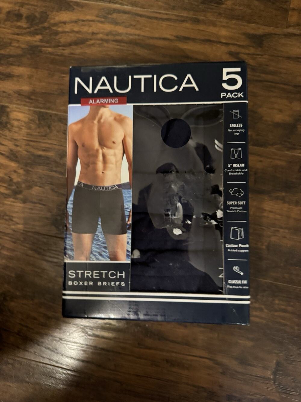 NAUTICA Men's Small 28"-30" Super Soft Tagless Stretch Boxer Briefs 5-Pack